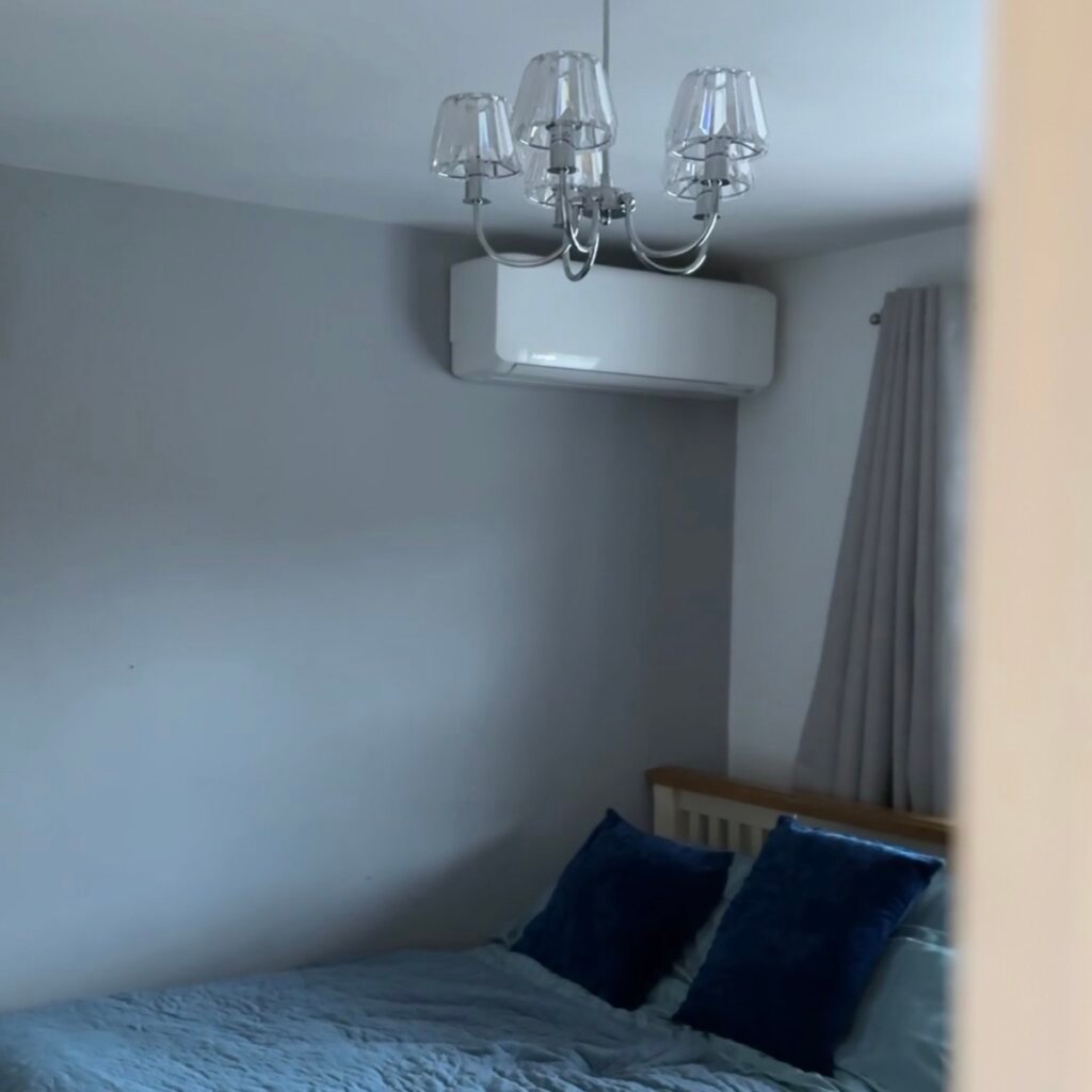 wall mounted air conditioning in a bedroom