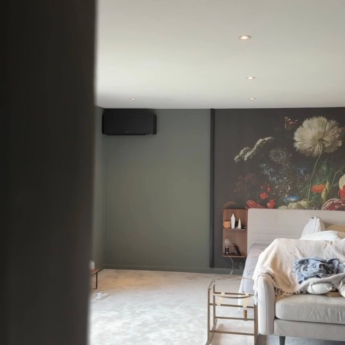 wall-mounted air conditioning in a bedroom